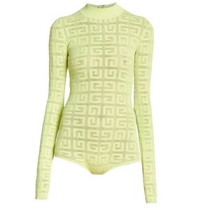 Authentic Givenchy Lace Monogram Bodysuit Fluo Yellow